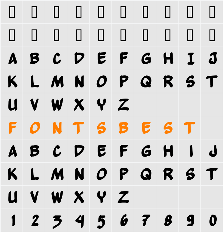 Yew Basturd Character Map
