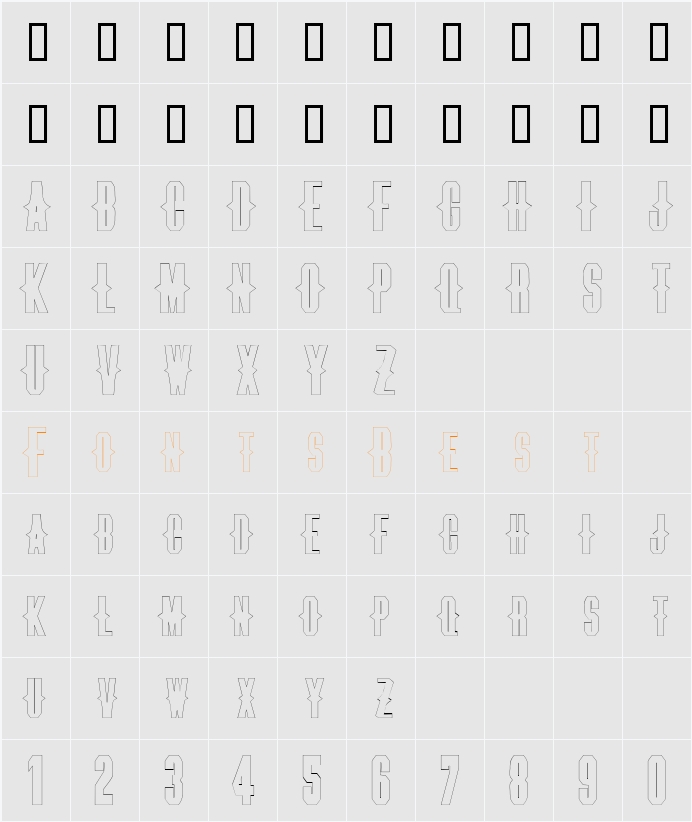 ThornsExtendedOutline Character Map
