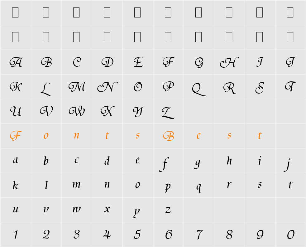 Tiranti Solid LET Character Map