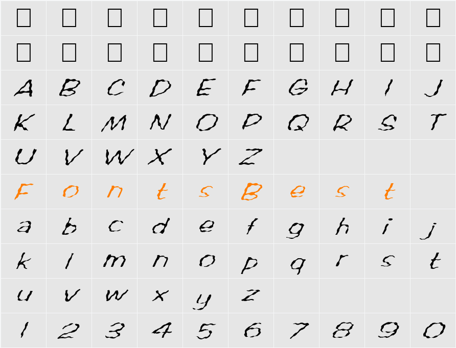 FZ HAND 2 WAVEY ITALIC Character Map