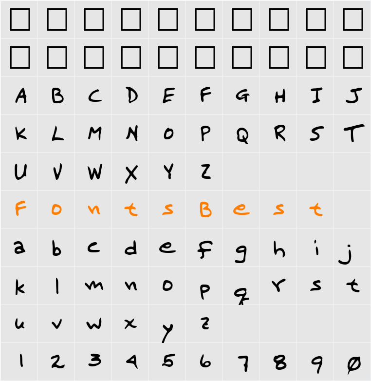 LEHN191 Character Map