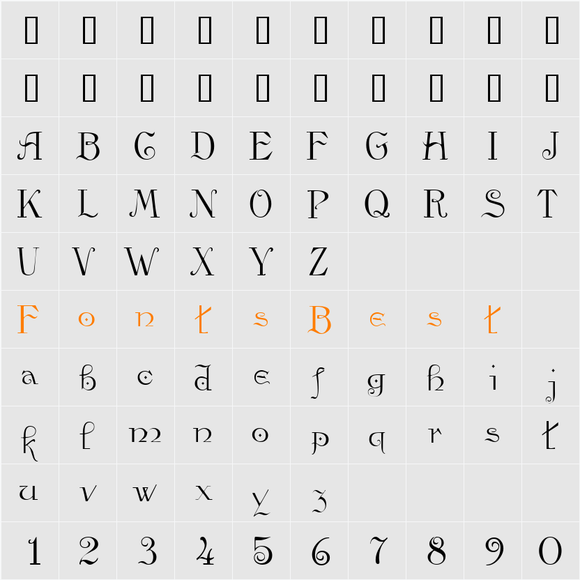 ViataScriptSSi Character Map