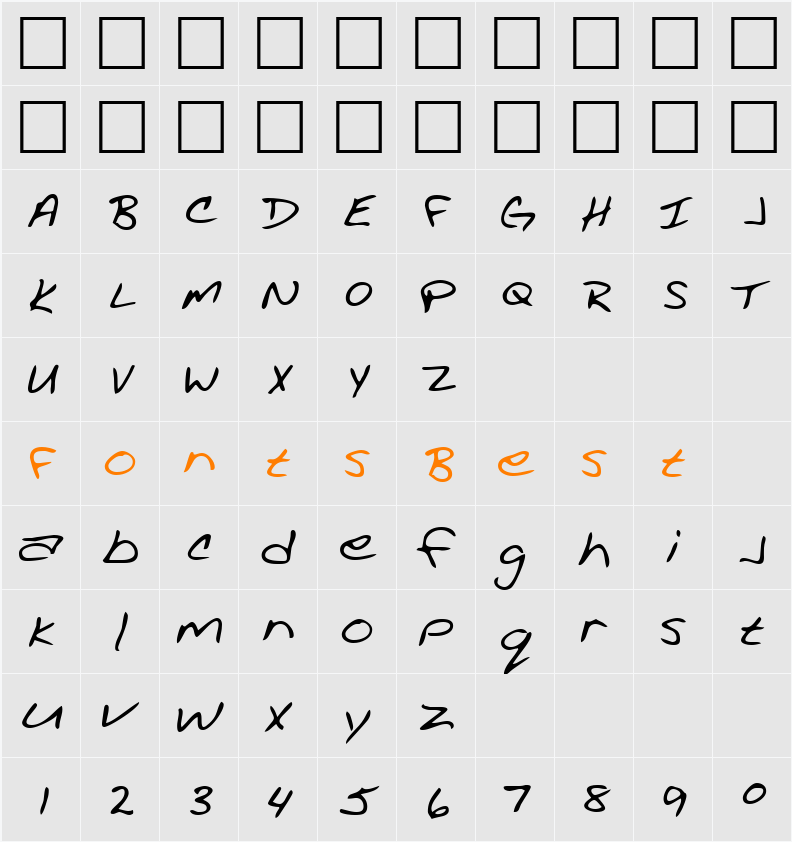 LEHN002 Character Map