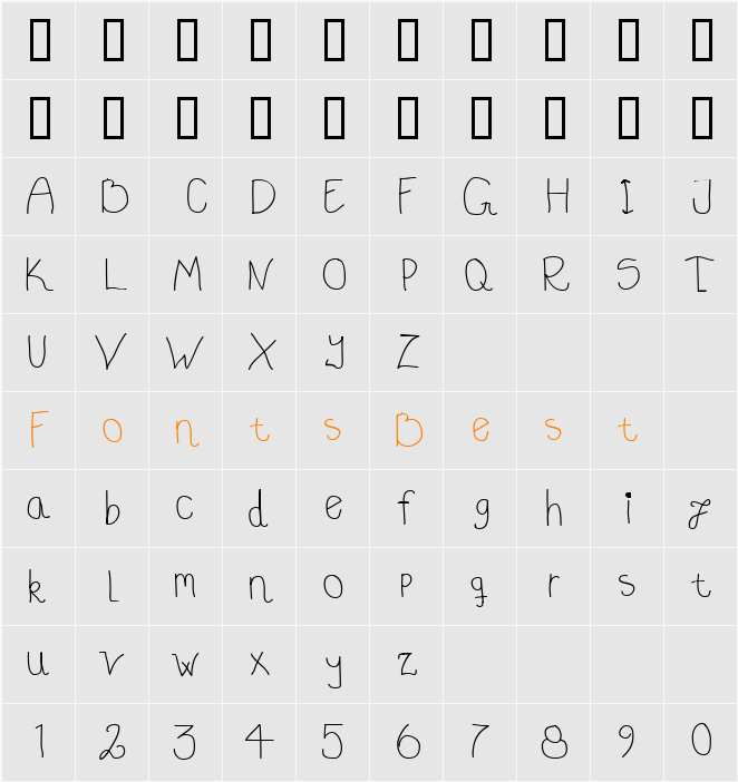 Speedfont Character Map