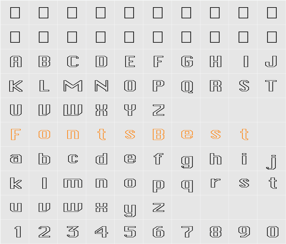 FZ BASIC 45 HOLLOW EX Character Map