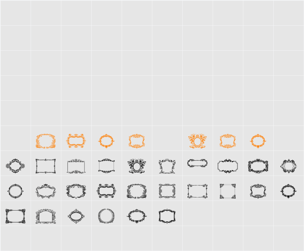 Vintage Frames Character Map