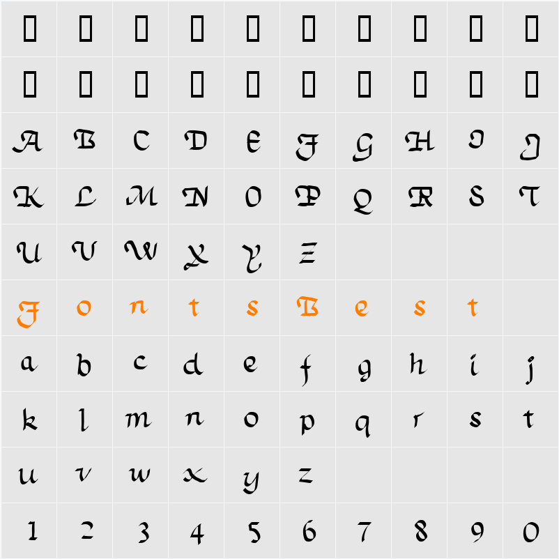 TrumanScript Character Map