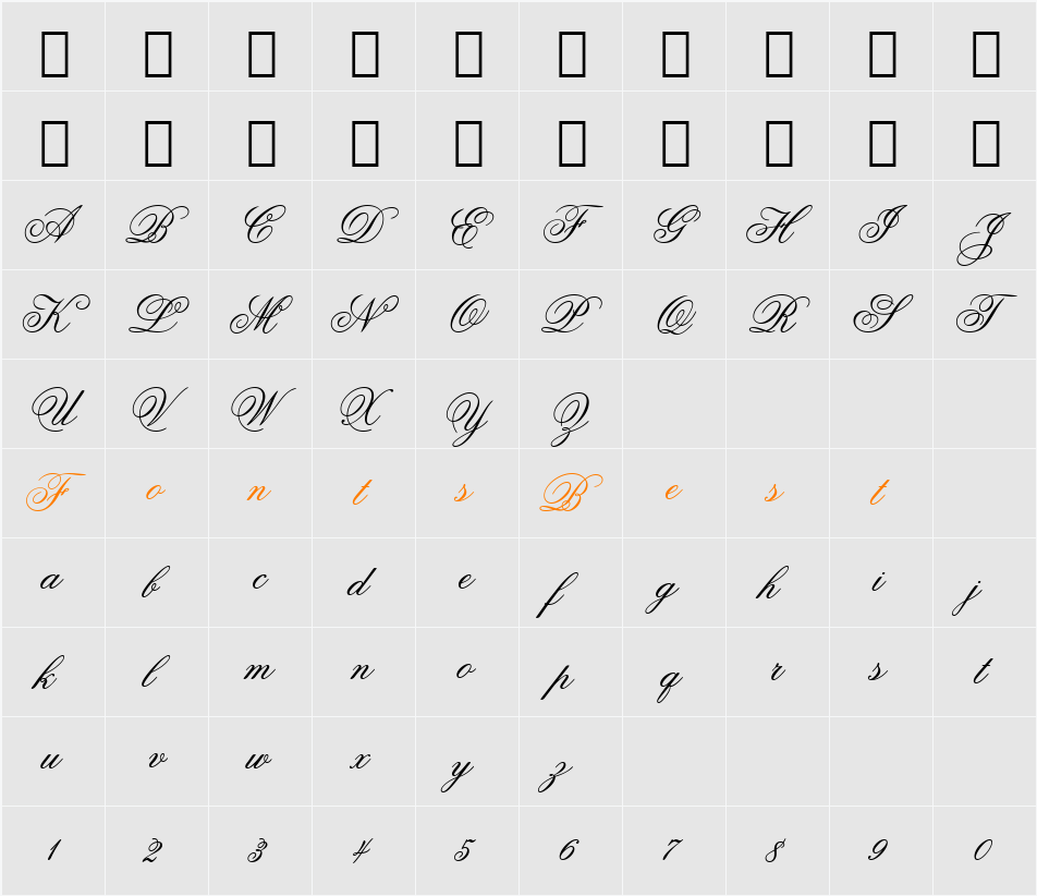 Grand Prix ES  Character Map