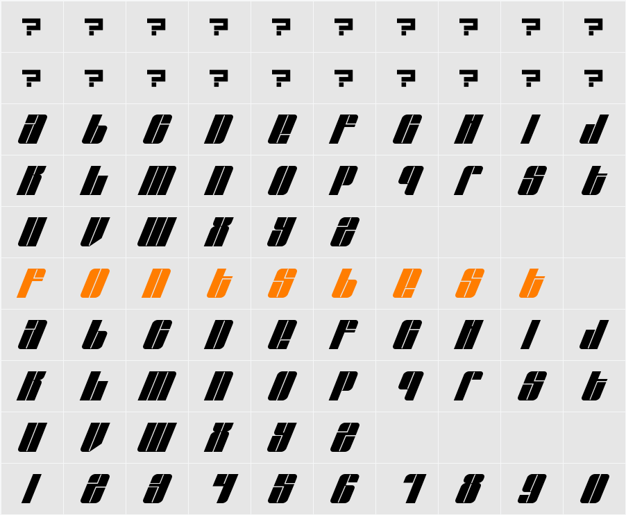 EastLift Character Map