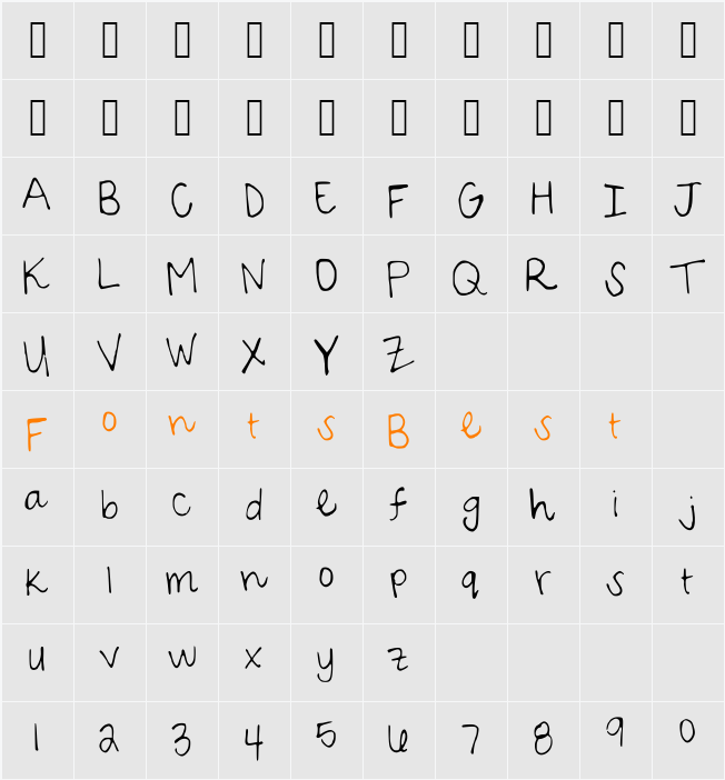 SarahScript Character Map