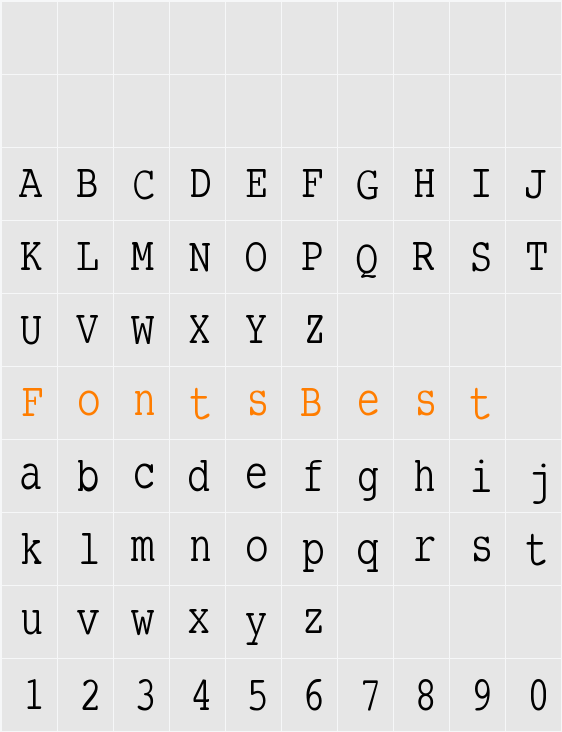 SmallTypeWriting Character Map
