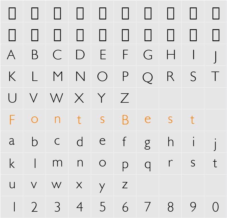 Humanst521 Lt BT Character Map