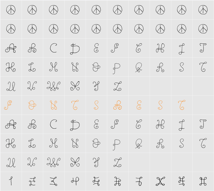 One Wild Line Character Map