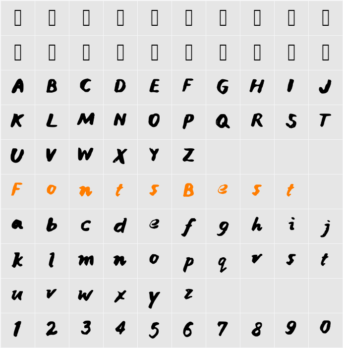 JaniceHandInk Character Map