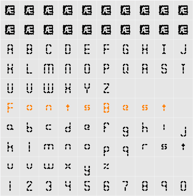 Bleak Segments BRK Character Map