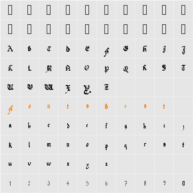 Quadrata Preciosa Extended Character Map