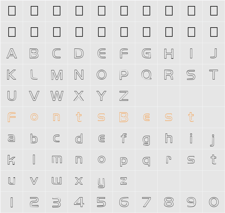 FZ BASIC 8 HOLLOW Character Map