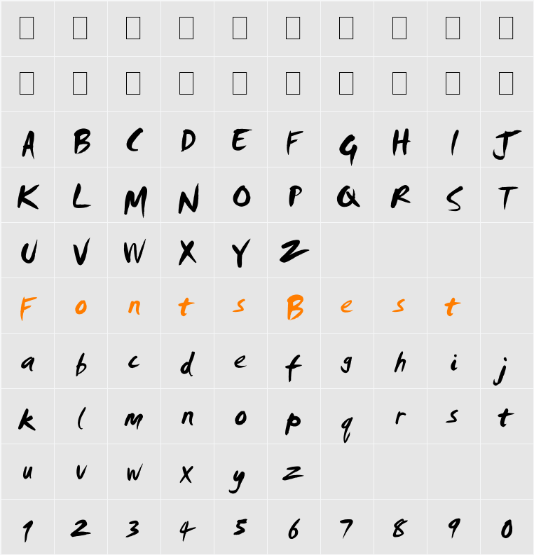Smudger LET Character Map
