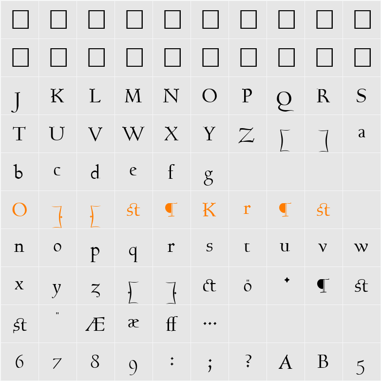 䝯畤祈畮摲敤 Character Map