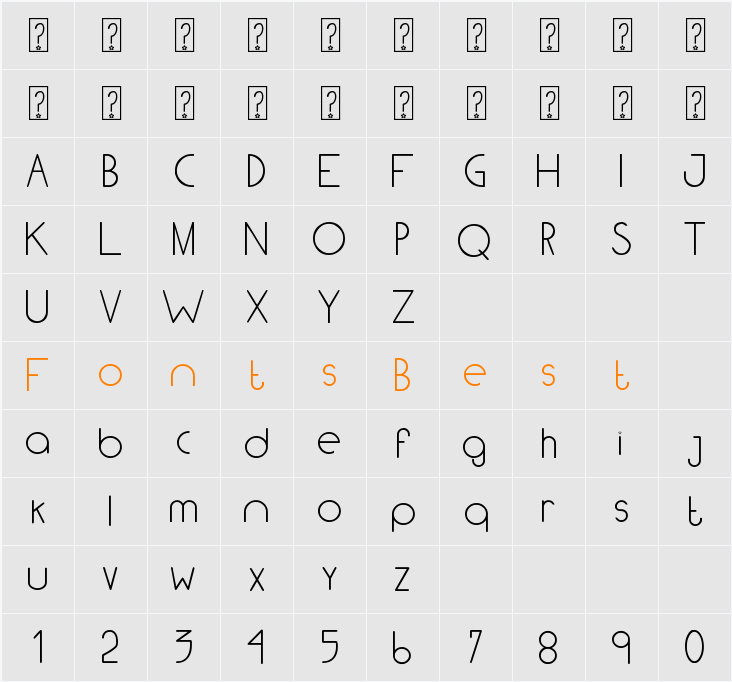 Light tfb Character Map