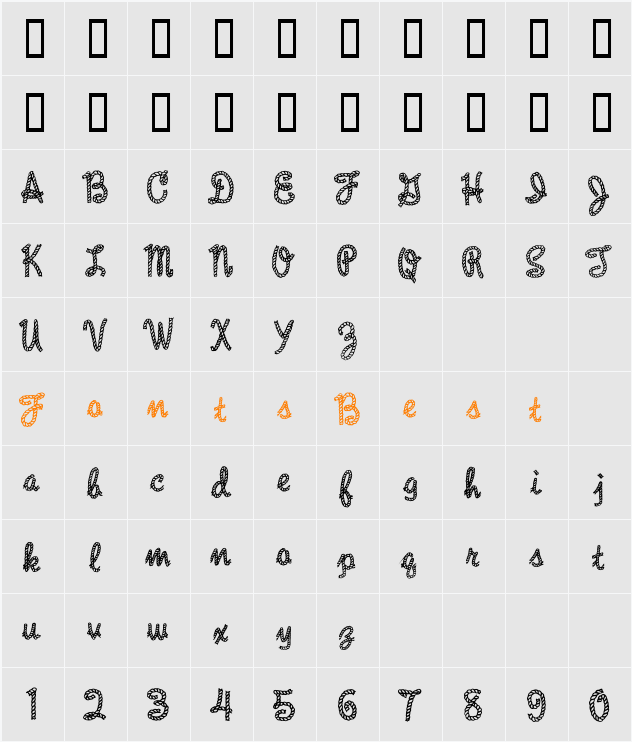 Rope MF Character Map