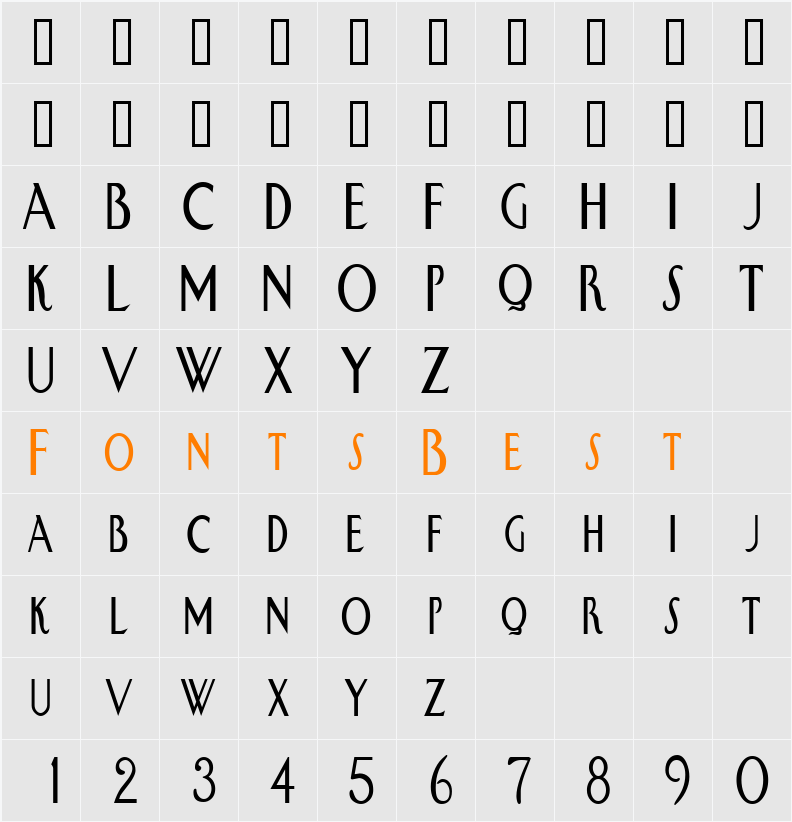 SwanCondensed Character Map