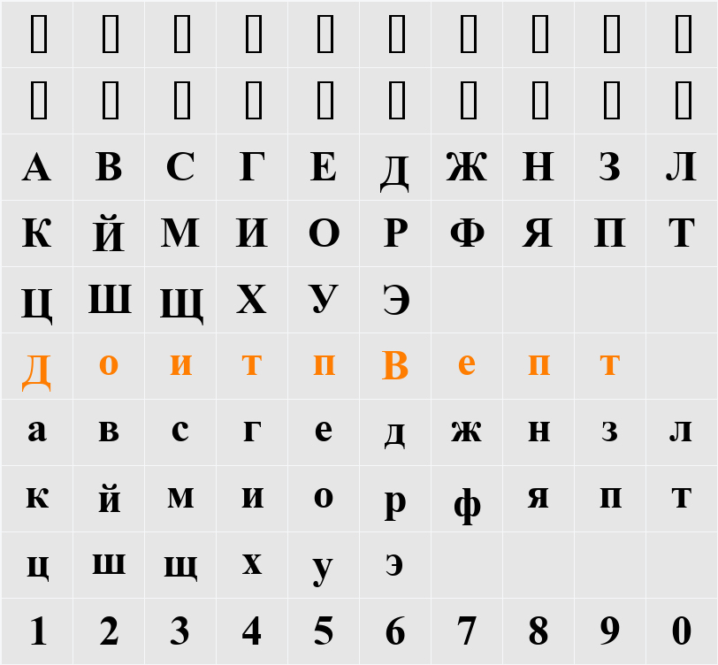 975-CAI978 Character Map