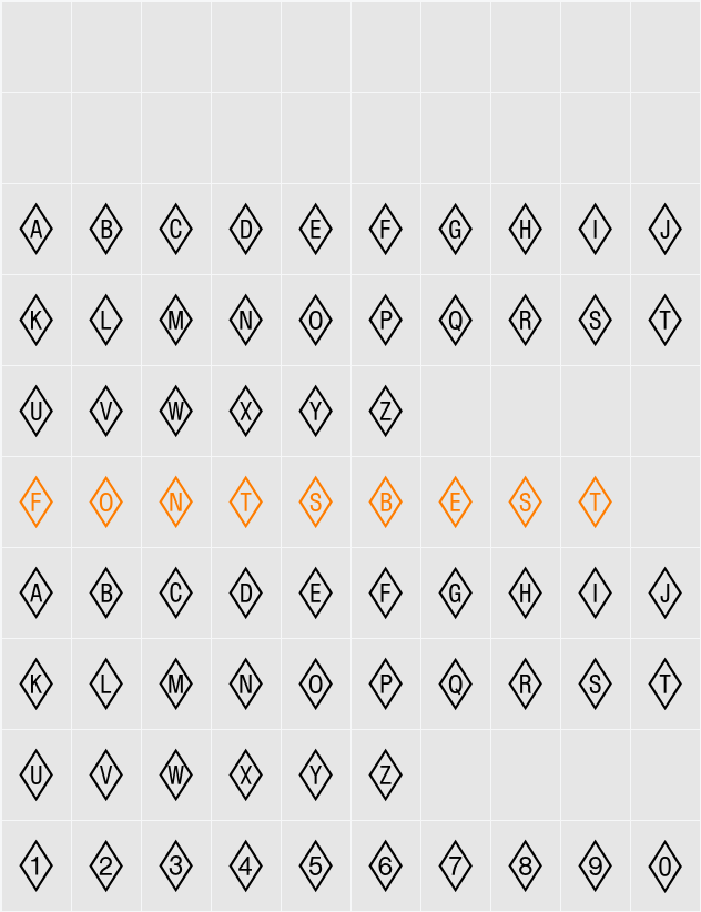 Diamond Positive Std Character Map