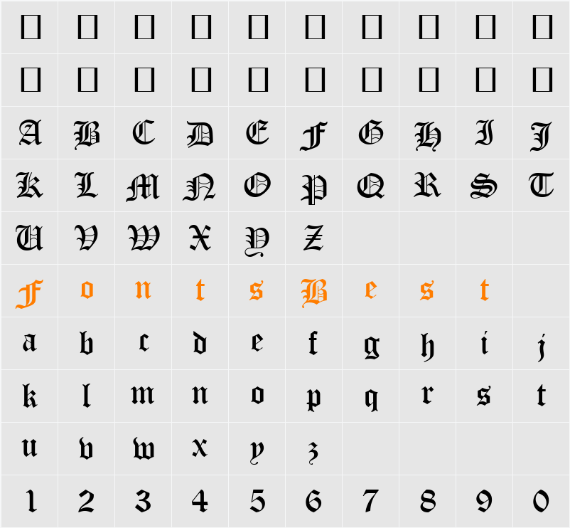 Old English Text MT Character Map