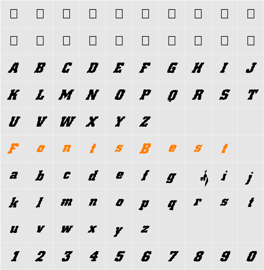 FZ BASIC 53 WAVEY ITALIC Character Map