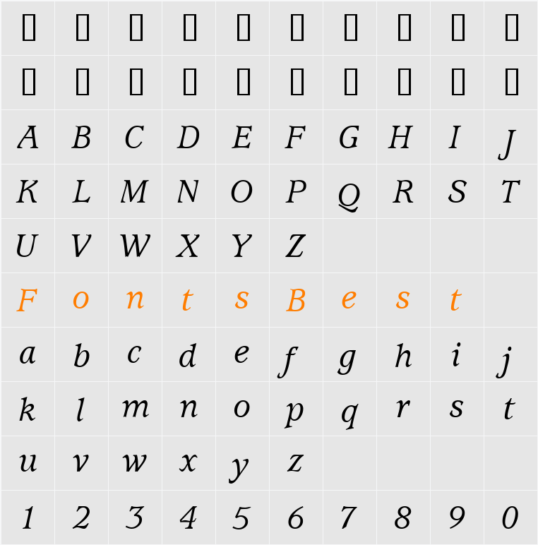 ExpositionMediumSSi Character Map