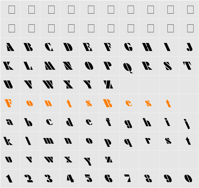 Futuri-Black-Leftified at Night Character Map