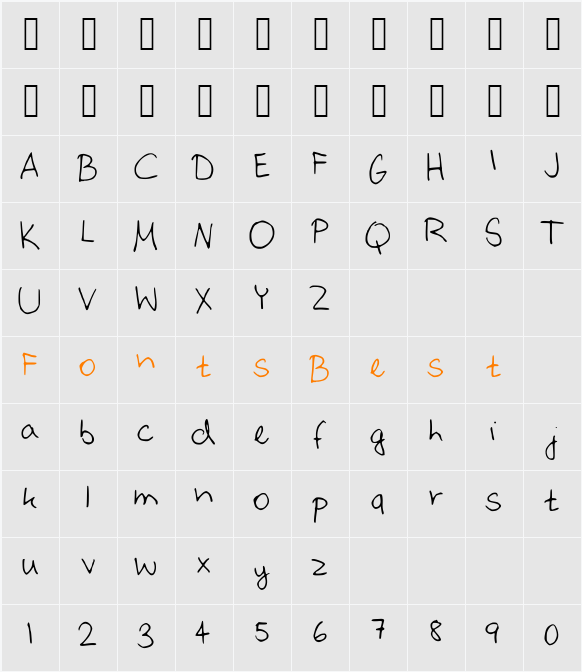 Jannafont Character Map