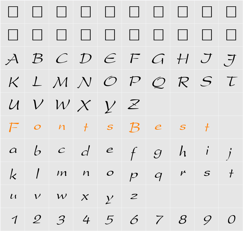 PrestonScript Character Map