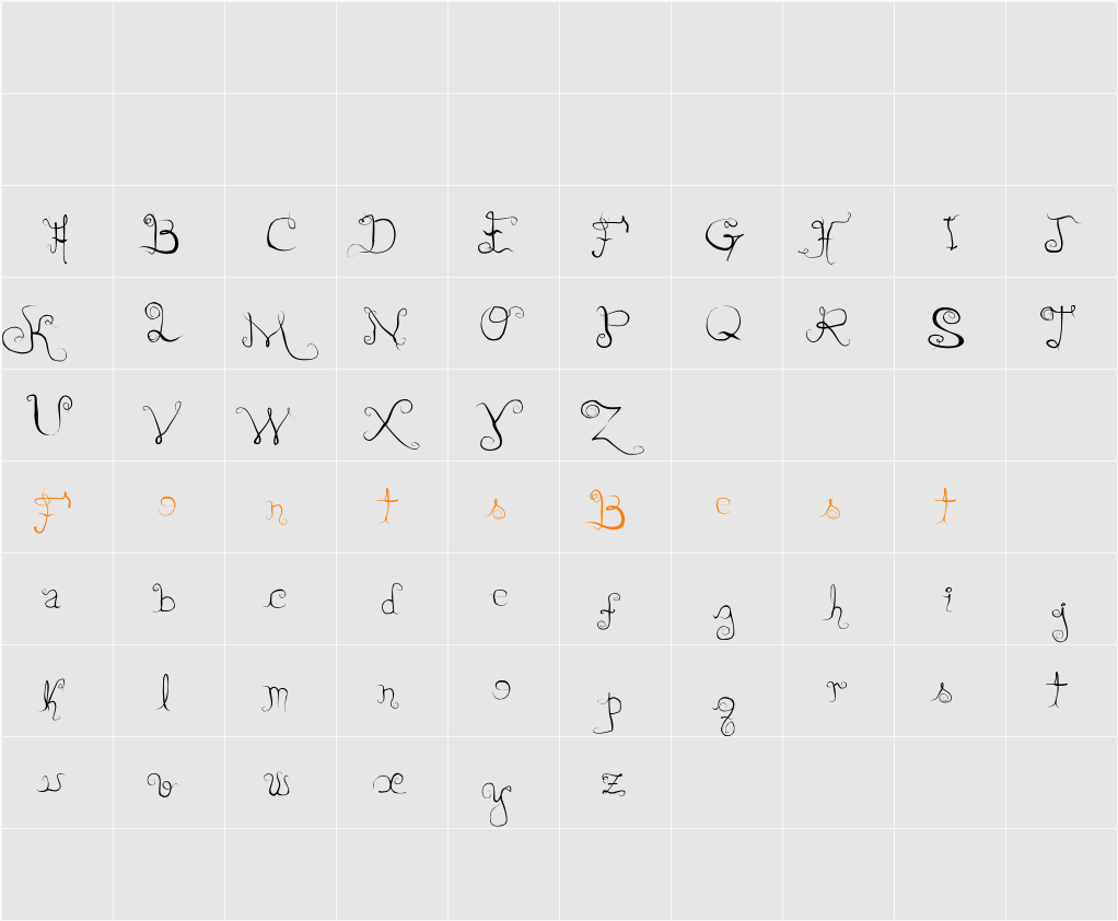 DirtyLady Character Map