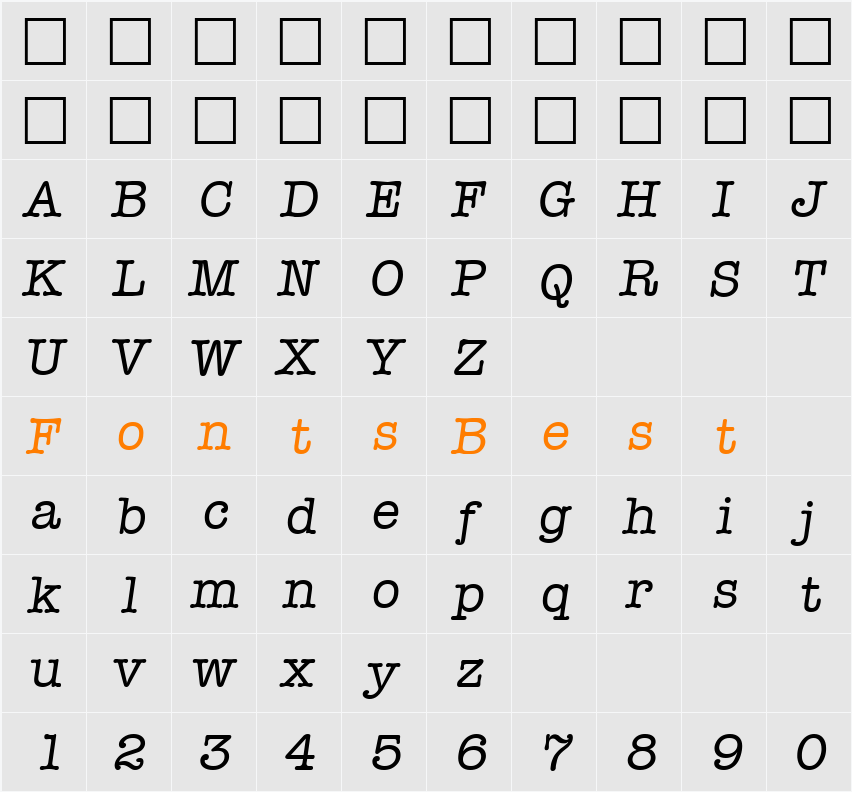 Typewriter-Serial DB Character Map
