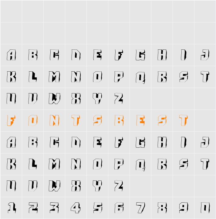 a_Simpler3DWv Character Map