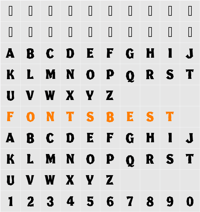 FHA Broken Gothic Kond NC Character Map