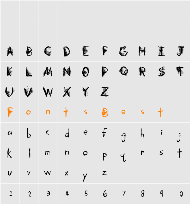 Skretchy Font Character Map