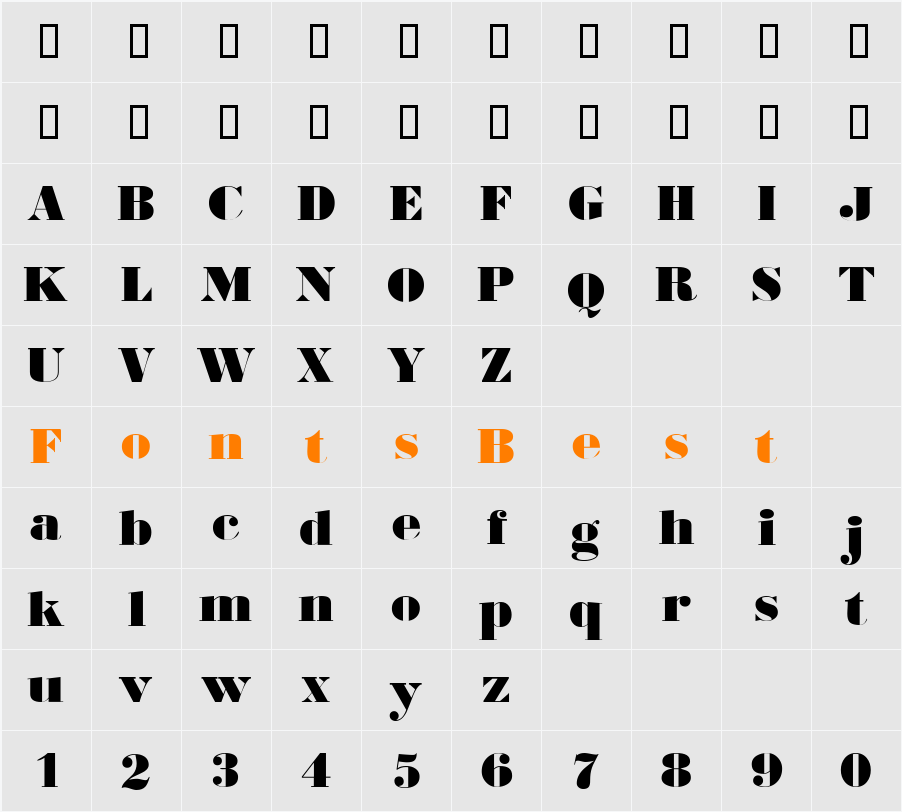 BorderlineLarge Character Map