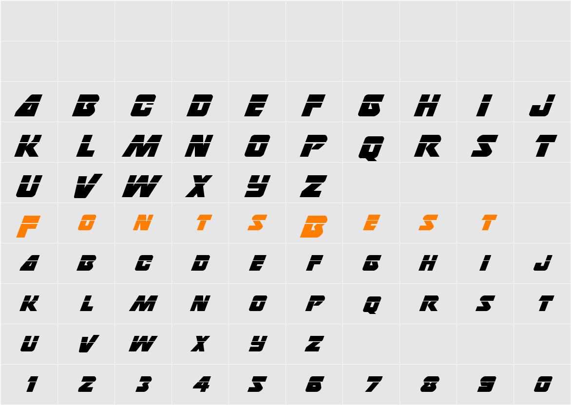 Thunderstrike Laser Character Map