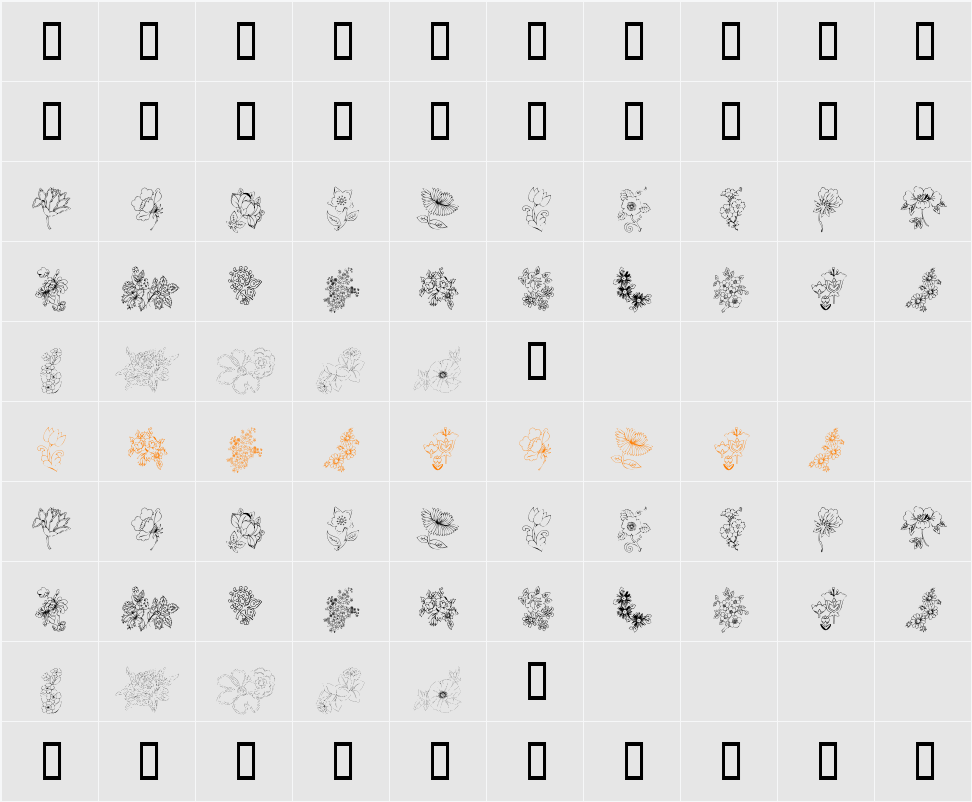 KR Floral Color Me 2 Character Map