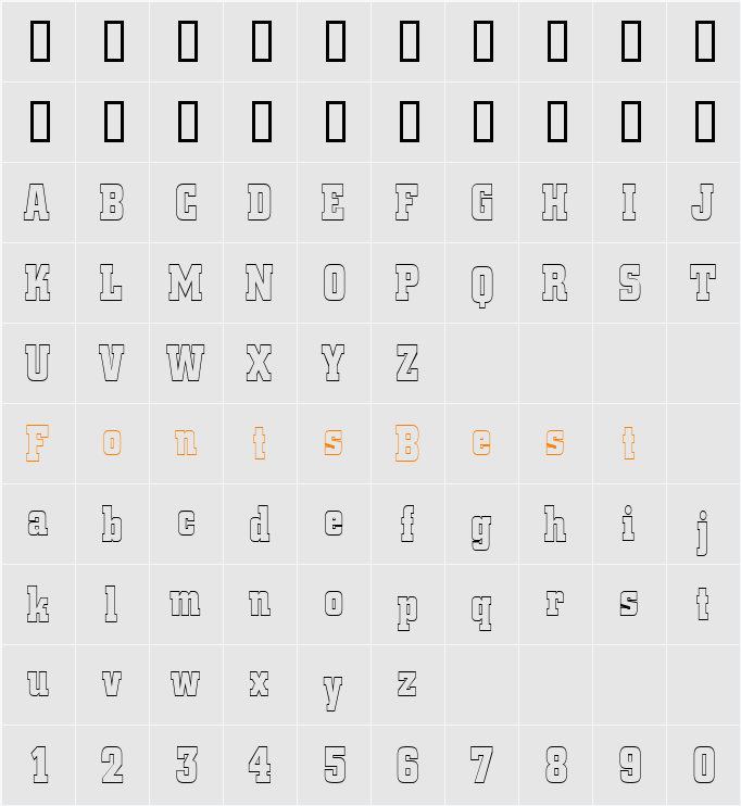 Borghs-Hollow-Condensed Character Map