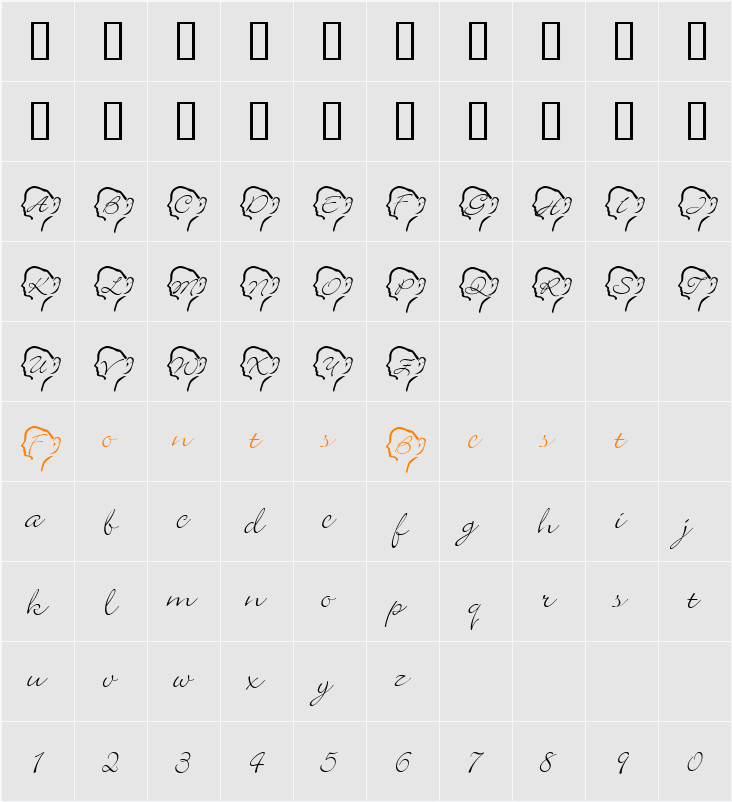 LadyOfProfile Character Map