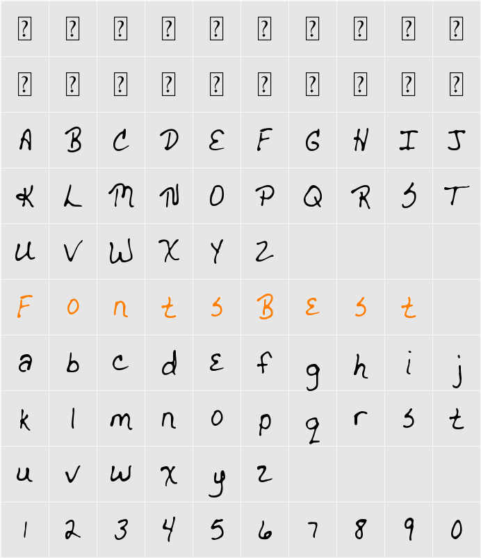 MTF drgnldy Character Map