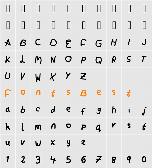 MartyyFont Character Map