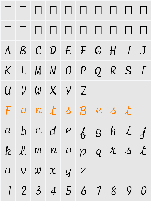 FZ HAND 20 Character Map