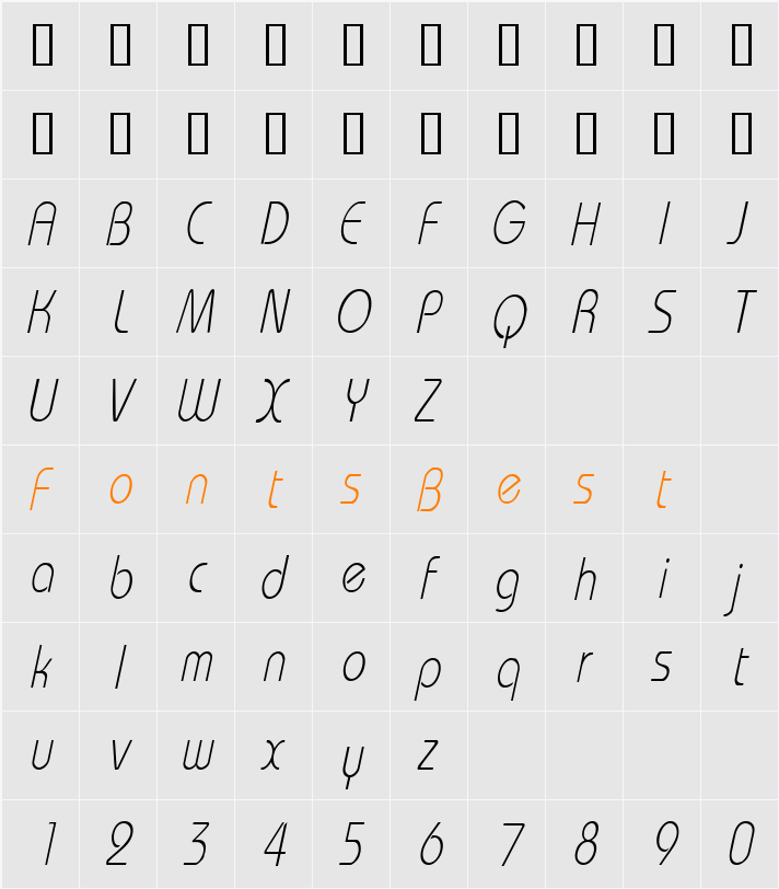 WashingtonMetroCondensed Character Map