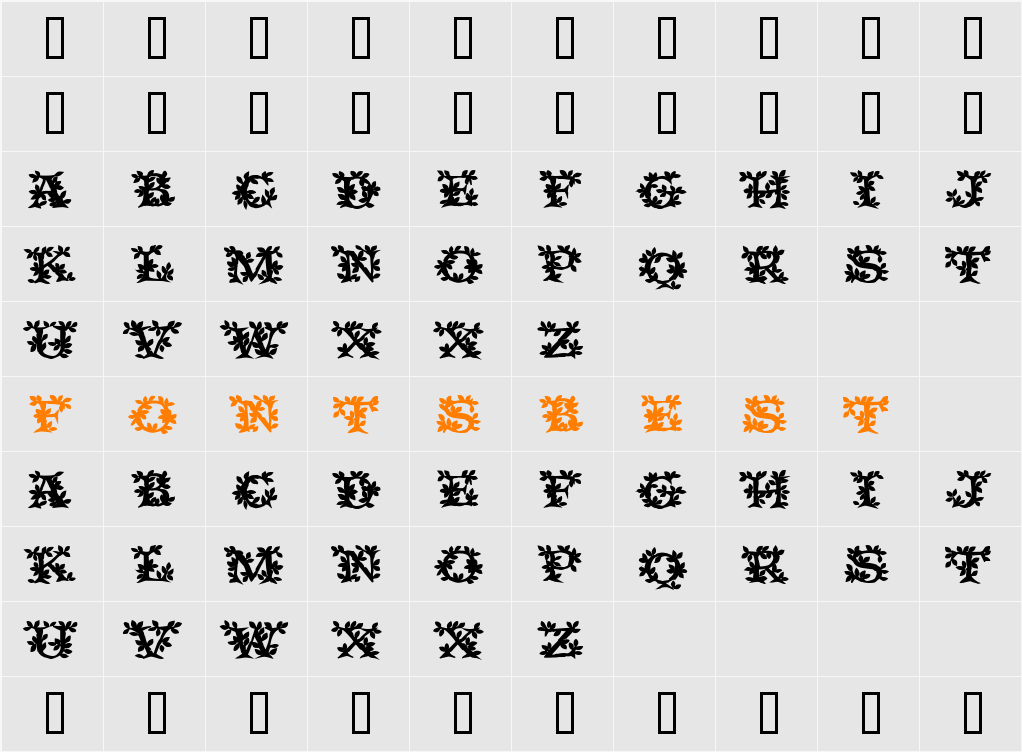 VineCapsSSK Character Map