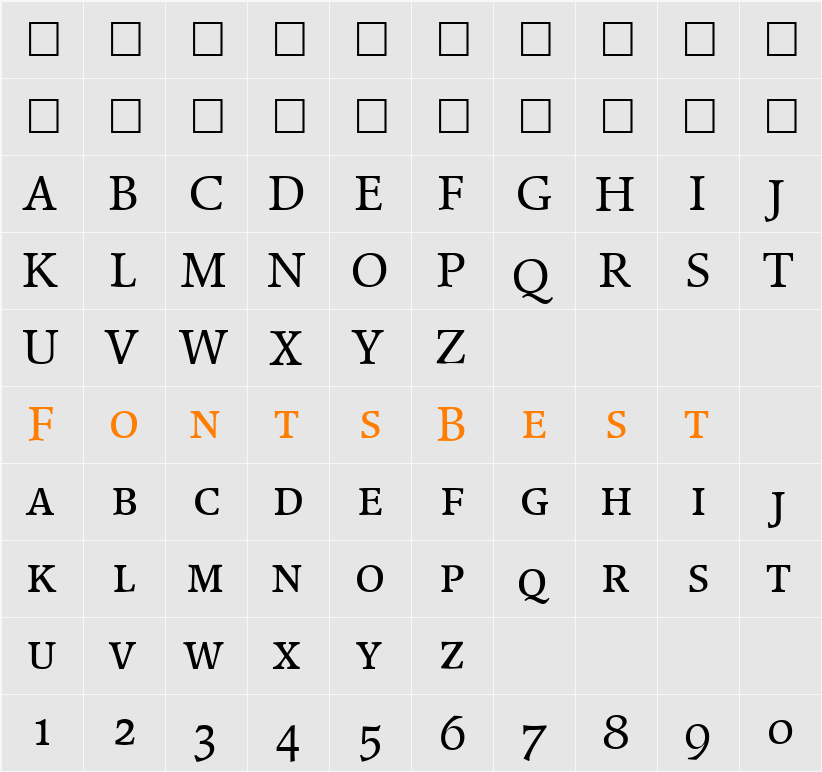 PoemPopularSmc Character Map